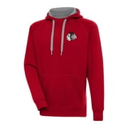Men's Antigua Red Chicago Blackhawks Metallic Logo Victory Pullover Hoodie